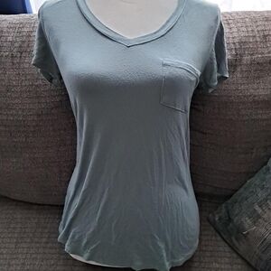 Bozzolo Light Blue V-Neck Tee with Pocket